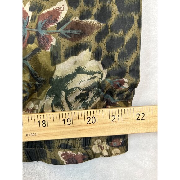 EVR Silk‎ Bomber Jacket Pant Set Womens XL Green Leopard Floral Vintage - Picture 15 of 16